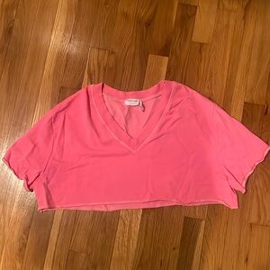 Pink Out From Under Jody V-Neck Cropped Top
